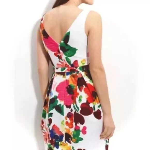 ELIZA J | 6 | Watercolor Floral A-Line Cocktail Belted Sheath Shift Dress EUC! - Picture 3 of 14